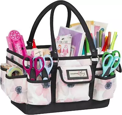 Everything Mary White Flower Deluxe Store And Tote - Storage Craft Bag Organizer • £44.56