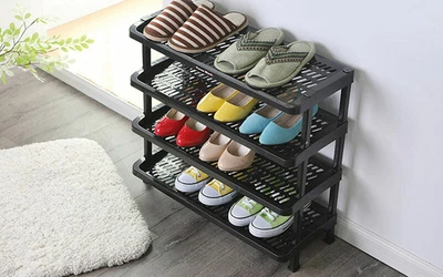$29.99 • Buy Plastic Shoe Rack Stackable Storage Holder Organiser Cabinet Shelf 3 - 6 TIER