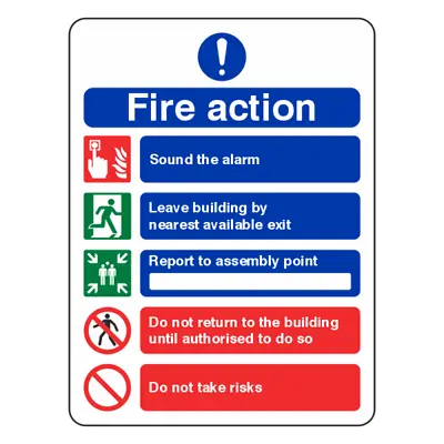 £1.27 • Buy Fire Action Notice Sign - Do Not Take Risks - 150x200mm - 1mm Rigid Plastic