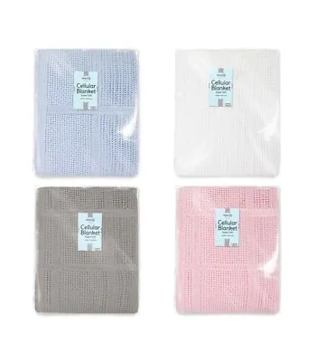  100% Cotton Baby Cellular Blanket Crib Pram Cot Bed 60x90cm Pack Of  2 Or 1 • £4.20