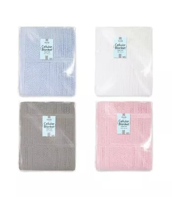 £3.99 • Buy New 100 % Cotton Baby Cellular Blankets Moses Basket Crib Pram Cot Bed 60x90cm.