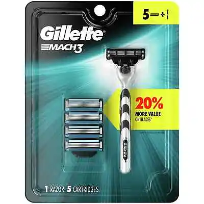 Gillette MACH3 Men's Razor Handle + 5 Blade Refills NEW AND SEALED • $23.80
