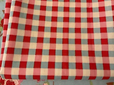 Ikea Rosali Cotton Gingham Check Red Blue Cotton Remnant Craft • £5.50