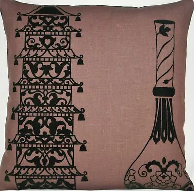 Pagoda Cushion Cover Vases Printed Oriental Lorca Linen Home Sofa Decor • £9.99