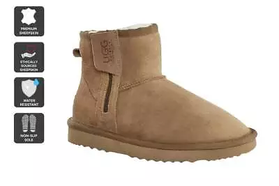 UGG Outback Premium Double Face Sheepskin Zip Classic Boot (Chestnut) Women's • $47.04