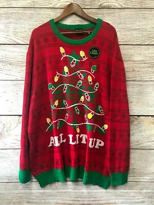 Ugly Christmas Sweater Mens Size MT (42  Chest) All Lit Up Flashing Light New  • $22.45