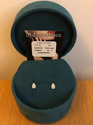 £205 • Buy LE DIAMANTAIRE 9ct White Gold  PAVE DROP  0.03ct Diamond Earrings - New