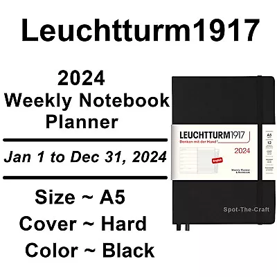 Leuchtturm1917 2024 Weekly Planner And Notebook A5 Black 367725 • $9.99