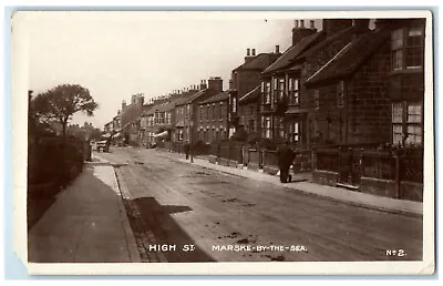 C1920's Marske By The Sea High St. England Unposted Antique RPPC Photo Postcard • £14.23