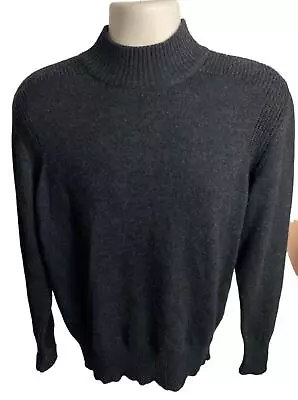 Men's Jaeger Grey Size Small Pure 100% Wool Pullover High Neck Jumper Sweater • £22.99