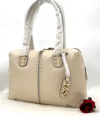 NWOT Michael Kors Astor Large Studded Leather Shoulder Tote LIGHT CREAM • $225