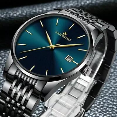 Fashion Men's Watches Stainless Steel Sport Quartz Analog Date Hours Wrist Watch • $16.99