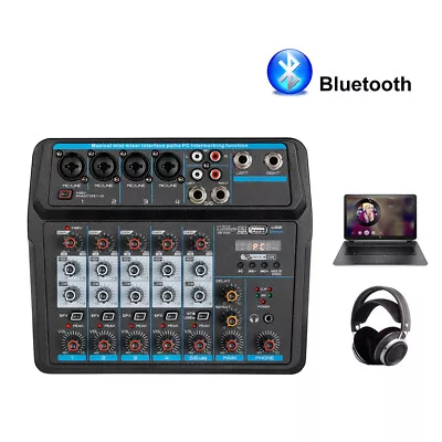 Bluetooth 6 Channel Mixer USB Input Mic-Line Professional Audio Mixing Console • $56.05