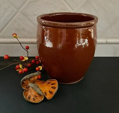 C. 1880 Pa. Red Ware Glazed & Footed Apple Butter Crock Aafa • $135