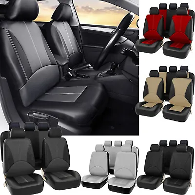 PU Leather Car Seat Covers Sedan Suv Truck 5-Sits Front Rear Full Set Protector • $39.90