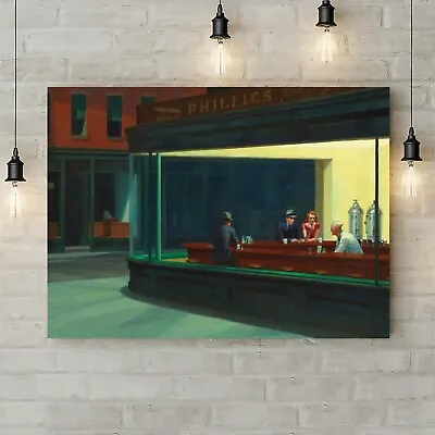 Nighthawks By Edward Hopper 1942 - Canvas Rolled Wall Art Print - Various Sizes • £14.59