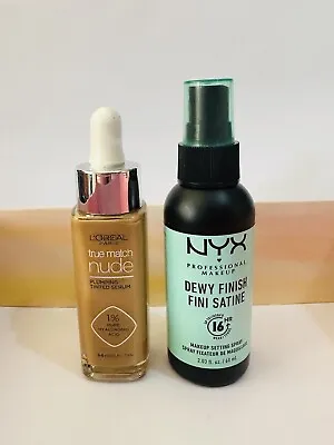 L'Oreal Paris True Match Nude Plumping Tinted Serum 5-6 & NYX Setting Spray 60ml • £13.49