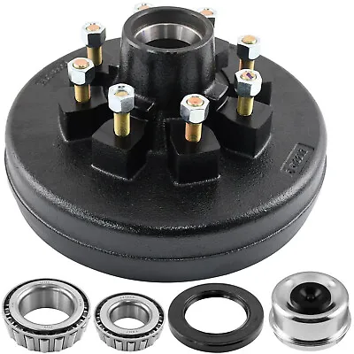 12 X2  Trailer Brake Hub Drum Kit 8 On 6.5  BC For 7000 Lbs Axle With 9/16  Stud • $92.22