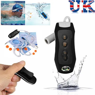 Waterproof MP3 Player FM Radio 4GB 8GB Swimming Music Player With Back Clip UK • £23.45