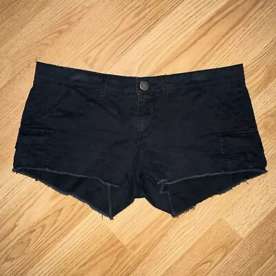 Mudd Junior Womens Black Denim Jean Low Rise Cut Off Shorts - Size 11 • $8.99