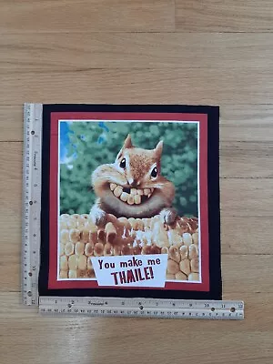 Chipmunk You Make Me Thmile! Corn Cob Cotton Quilt Fabric Block • $2.25