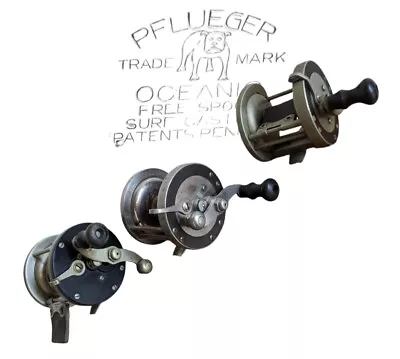 Lot Of 3 - VTG Pflueger Oceanic Free Spool Surf Casting Reels Made In USA • $39