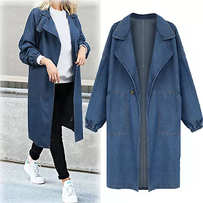 Plus Size Casual Womens Large Ladies Denim Oversize Chain Jacket Pocket Coat • $71.99