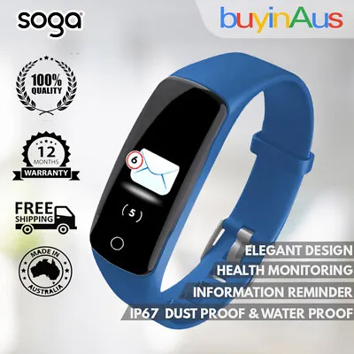 SOGA Fitness Tracker Waterproof Smart Bracelet Watch Monitor Blue • $59.90