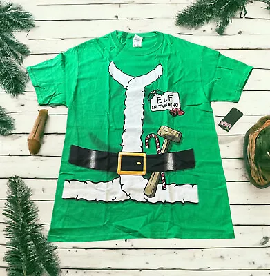 Fruit Of The Loom Elf In Training Size Med T Shirt Cotton Green NWT Christmas • $3.99