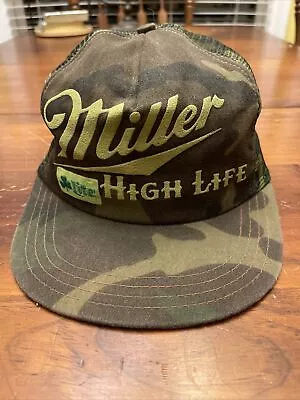 Miller High Life Camo Snapback Cap Hat - Lite MADE IN USA - Shamrock Lite.  Rare • $7