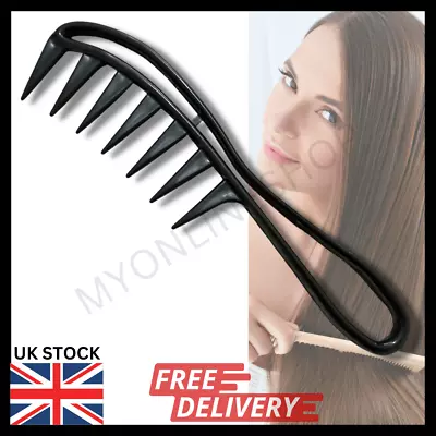 Barber Wide Shark Toothed Rake Hollow Comb-Thick & Afro Hairdressing Hairstyling • £2.79