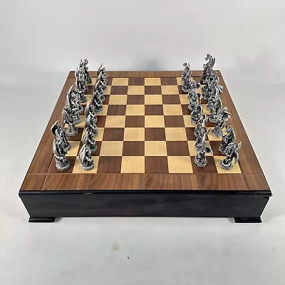 SL Ward Goblins & Dragon 2003 Metal Chess Set Wooden Case High Quality  • £99.99
