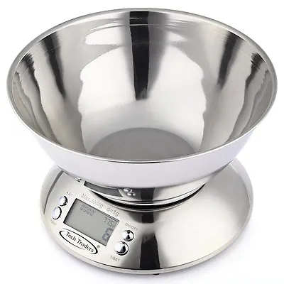  5kg Electronic Digital Stainless Steel Mixing Bowl Food Kitchen Scales • £34.99