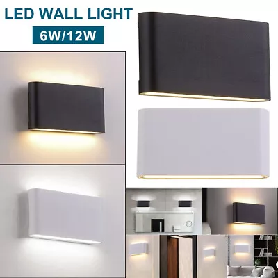 6W 12W LED Wall Sconce Dimmable Up And Down Wall Lights Waterproof Outdoor Lamp • £14.99