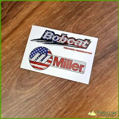 Patriotic USA Silver Miller Welder Generator Bobcat Laminated Decals Stickers • $25.70