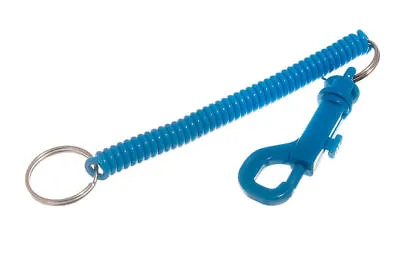 100 X Spiral Stretch Extending Retractable Key Ring Belt Clip Blue • £188.12