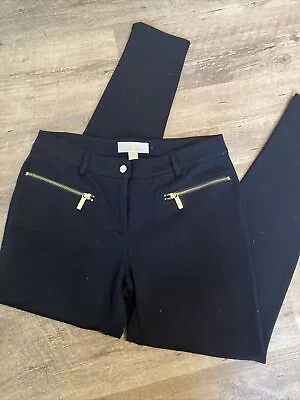 Michael Kors Pants  Womens 8 Leggings Skinny Knit Gold Zip Pockets Career • $17.25