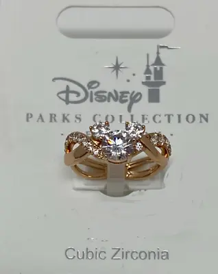 Disney Parks Rose Gold Mickey Icon Cubic Zirconia Women’s Ring Size 8 • $34.95