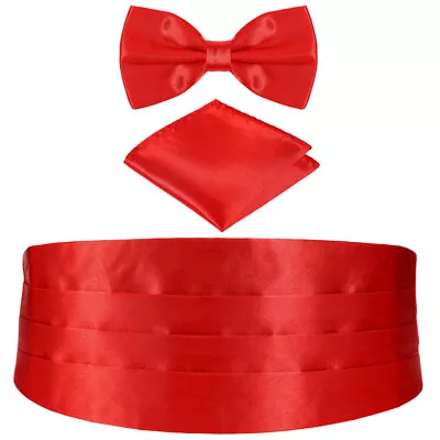 Men's Satin Cummerbund With Bow Tie & Handkerchief Set • $10.34