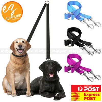 $5.99 • Buy 2 Way Dog Leash Lead Double Dogs Leash Coupler Dual Lead Walk Pet Puppy Nylon