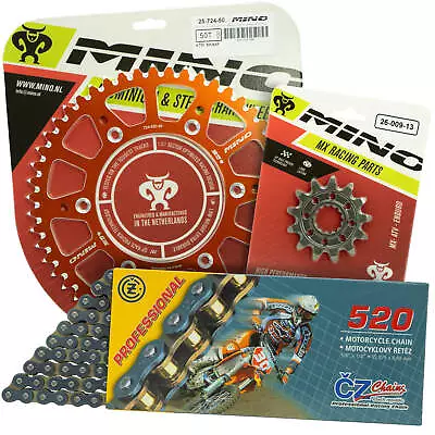 KTM 125 SX 1995 - 2022 Mino 15T/50T MX CZ Chain & Orange Alloy Sprocket Kit • $189.95