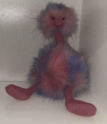 $14 • Buy Jellycat 14” PomPom Cotton Candy Ostrich Emu Plush Stuffed Bird Purple/Blue/Pink