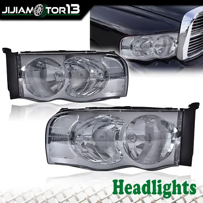 2X Smoke/chrome Headlights Left & Right Fit For 02-05 Dodge Ram 1500 2500 3500 J • $59.80