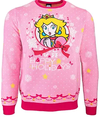 $42.46 • Buy Christmas Jumper Nintendo Princess Peach UK XS US 2XS New Official Numskull