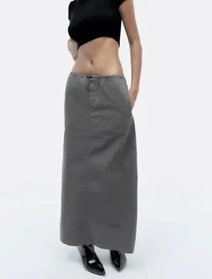 Zara New Maxi Cargo Skirt | Back Slit |grey | Size Xs • $33