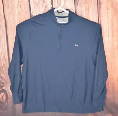 Vineyard Vines Performance Saltwater Quarter Zip Sweater Mens 2XB Pullover Blue • $29.99