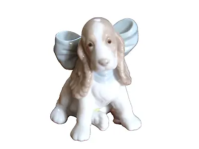 NAO By Lladro 4 1/4  Puppy Dog Wearing A Big Blue Bow #1349 Figurine 1999 • $59.99