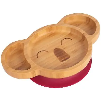 Tiny Dining Red Koala Bamboo Baby Suction Plate Toddler Weaning Feeding Set • £13