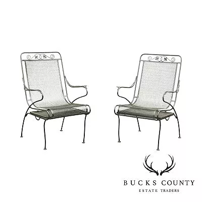 Quality Vintage Wrought Iron Pair Garden Armchairs • $895