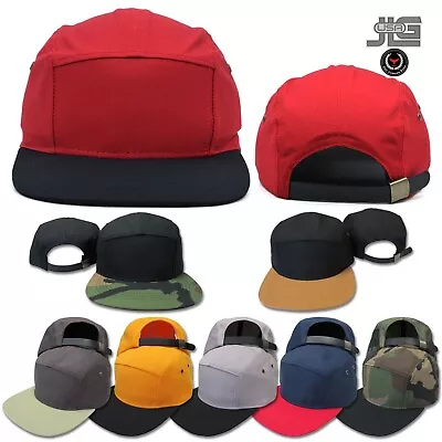 5 Panel Two Tone Biker Hat New Cap Leather Strap Back Adjustable JLGUSA • $14.99